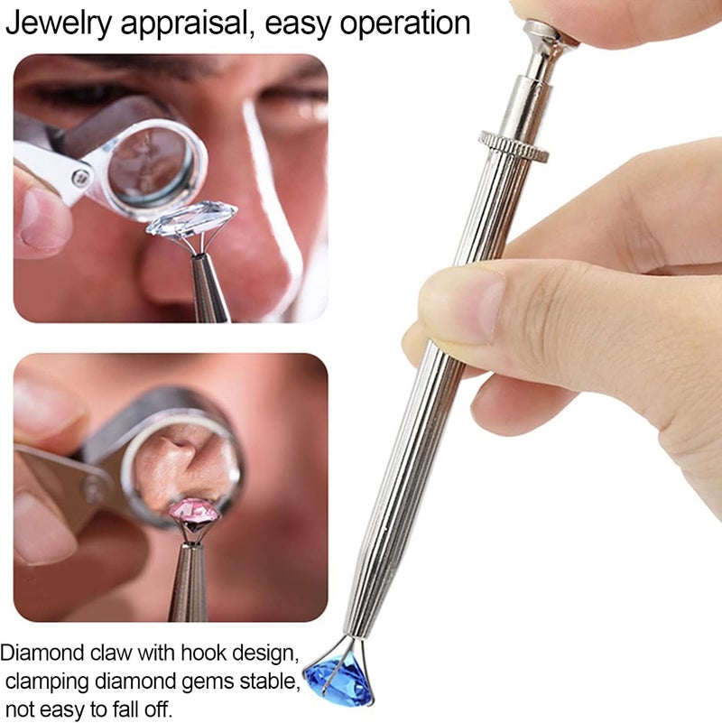 CC LOT 3 Pack Diamond Holder Pick Up Tool - Stainless Steel Tweezers with Diamond Claw and Stone Jewelry Grabber - Image 2